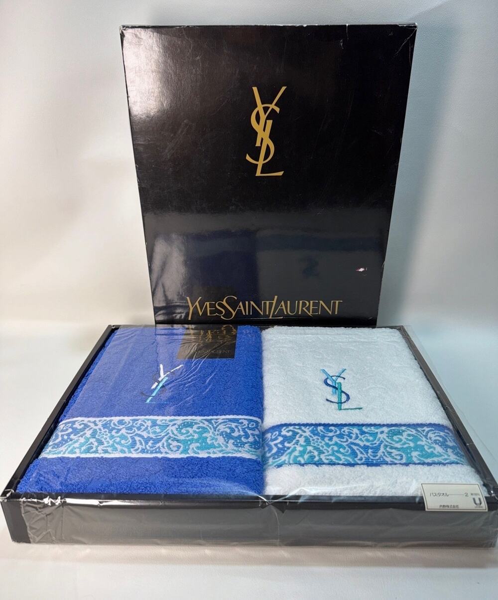 Vintage YSL Yves Saint Laurent 2-Piece Towel Set Deadstock Sealed Original Box